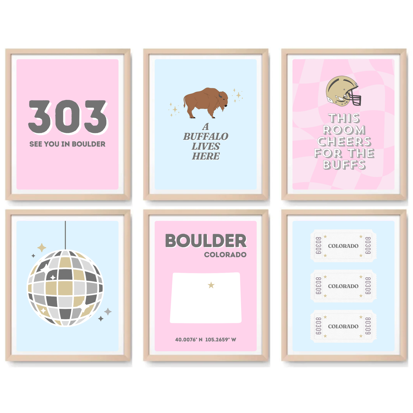 CU Boulder inspired Digital Prints - Set of 6