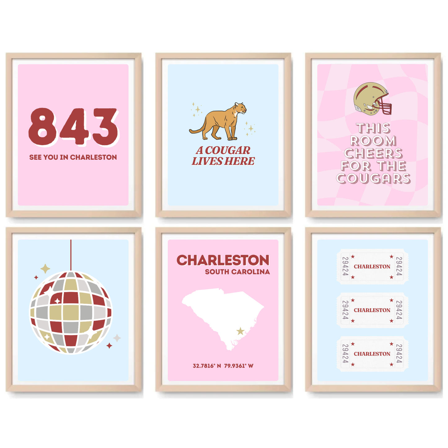 Charleston inspired Digital Prints - Set of 6