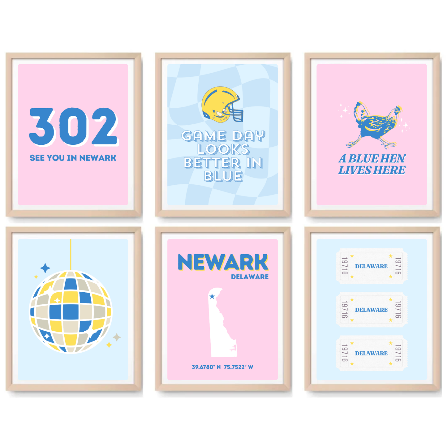 Delaware inspired Digital Prints - Set of 6