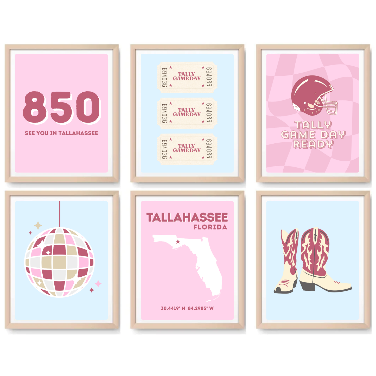 FSU Inspired Digital Prints - Set of 6