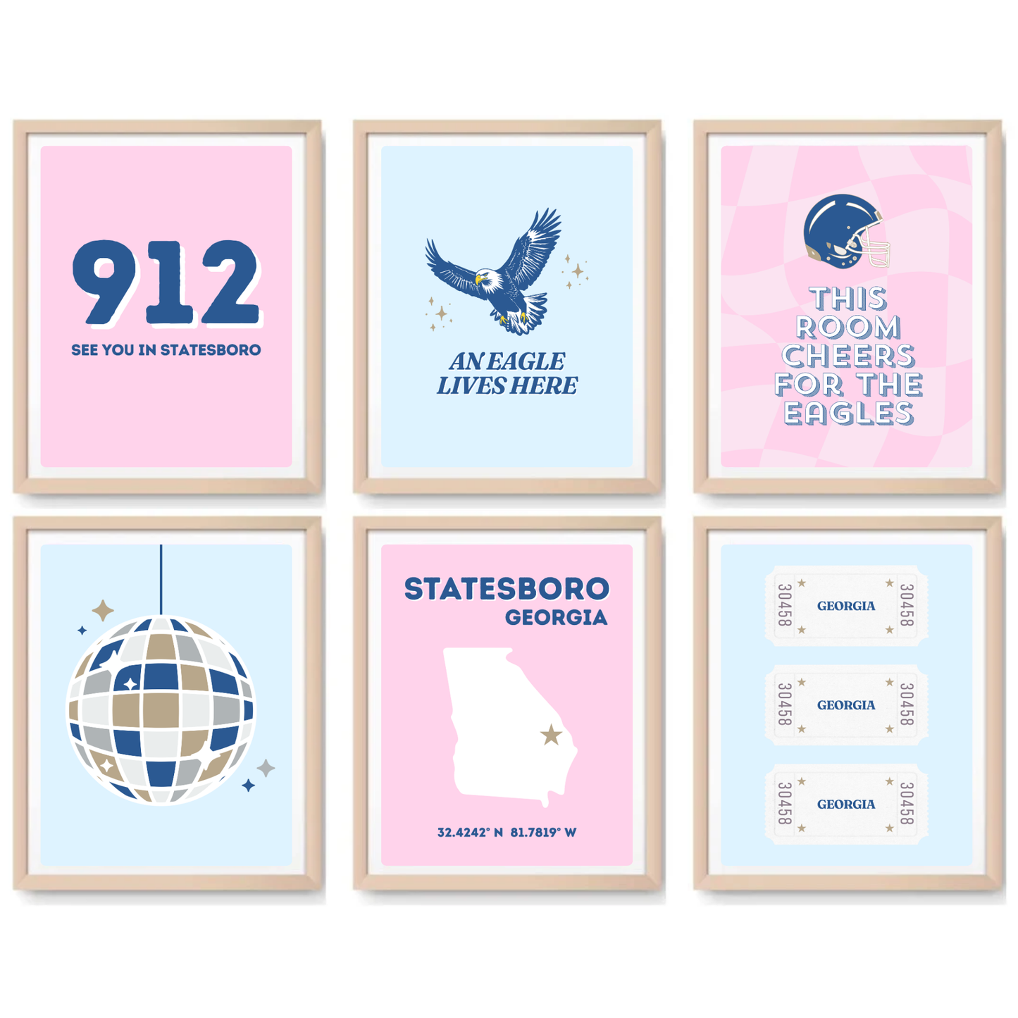 Georgia Southern inspired Digital Prints - Set of 6