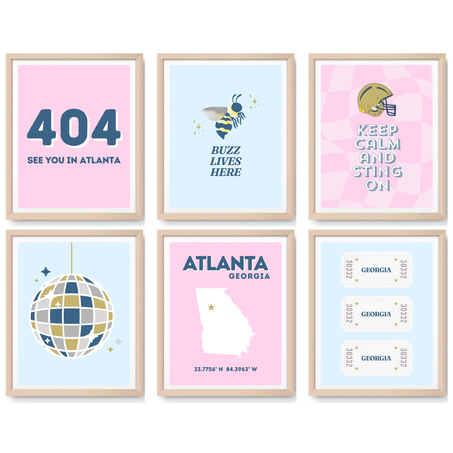 Georgia Tech inspired Digital Prints - Set of 6