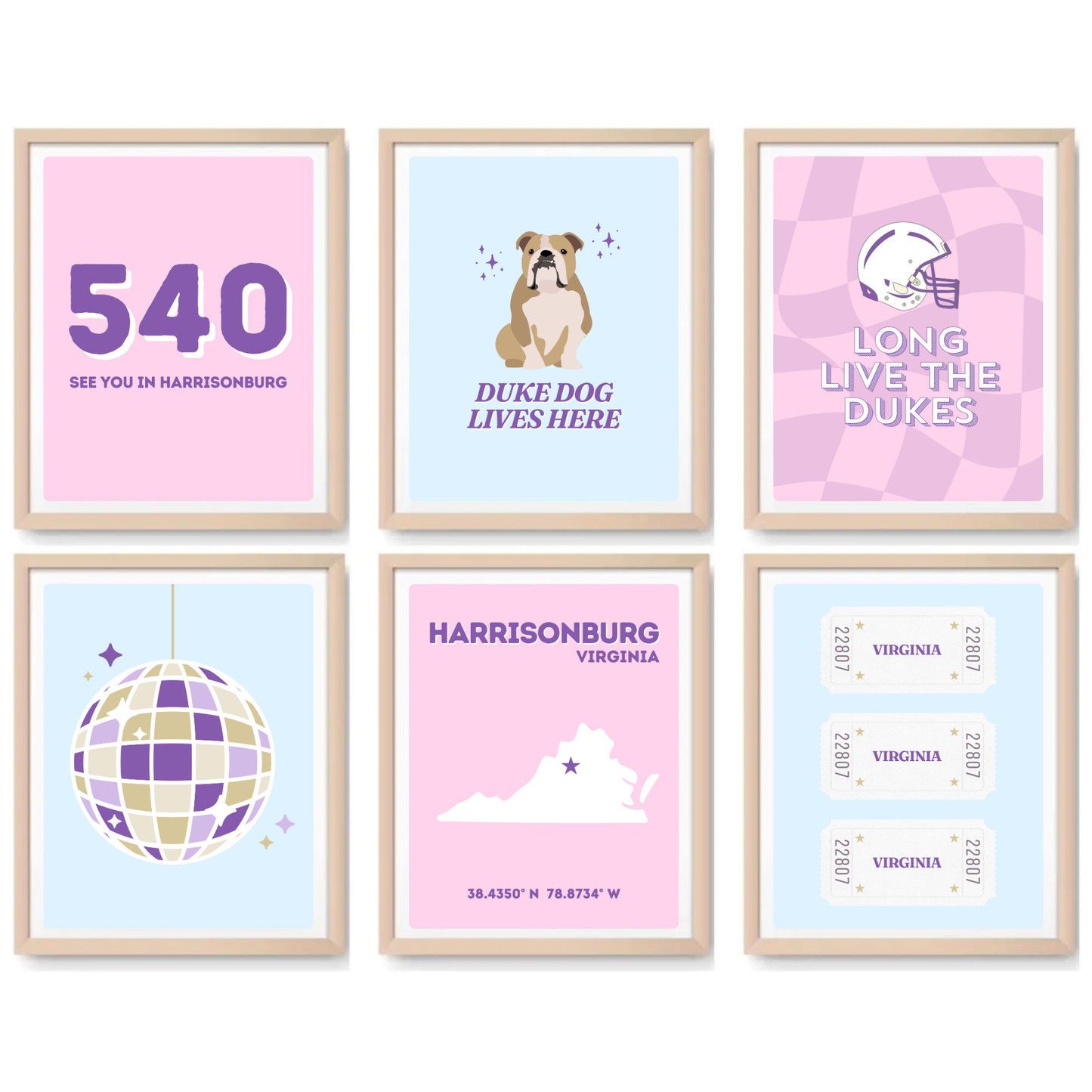 JMU inspired Digital Prints - Set of 6