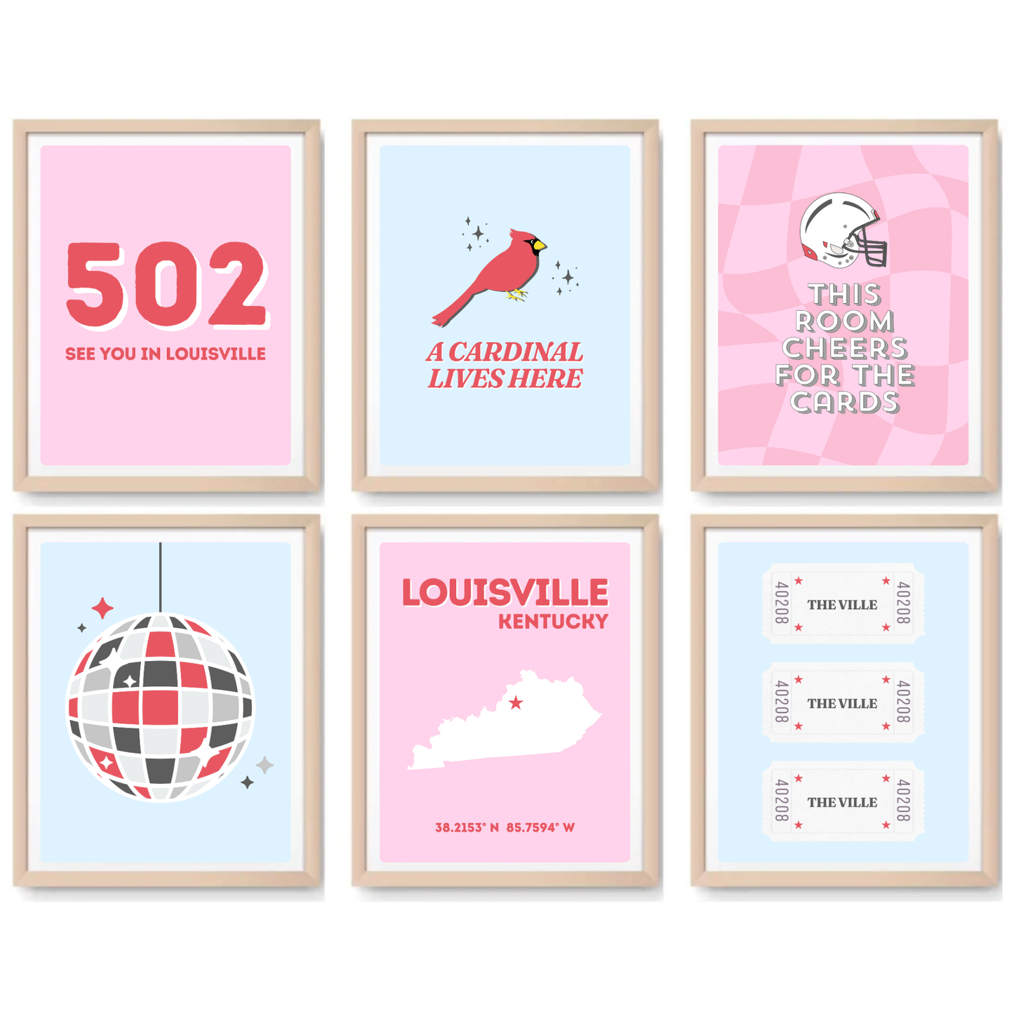Louisville inspired Digital Prints - Set of 6