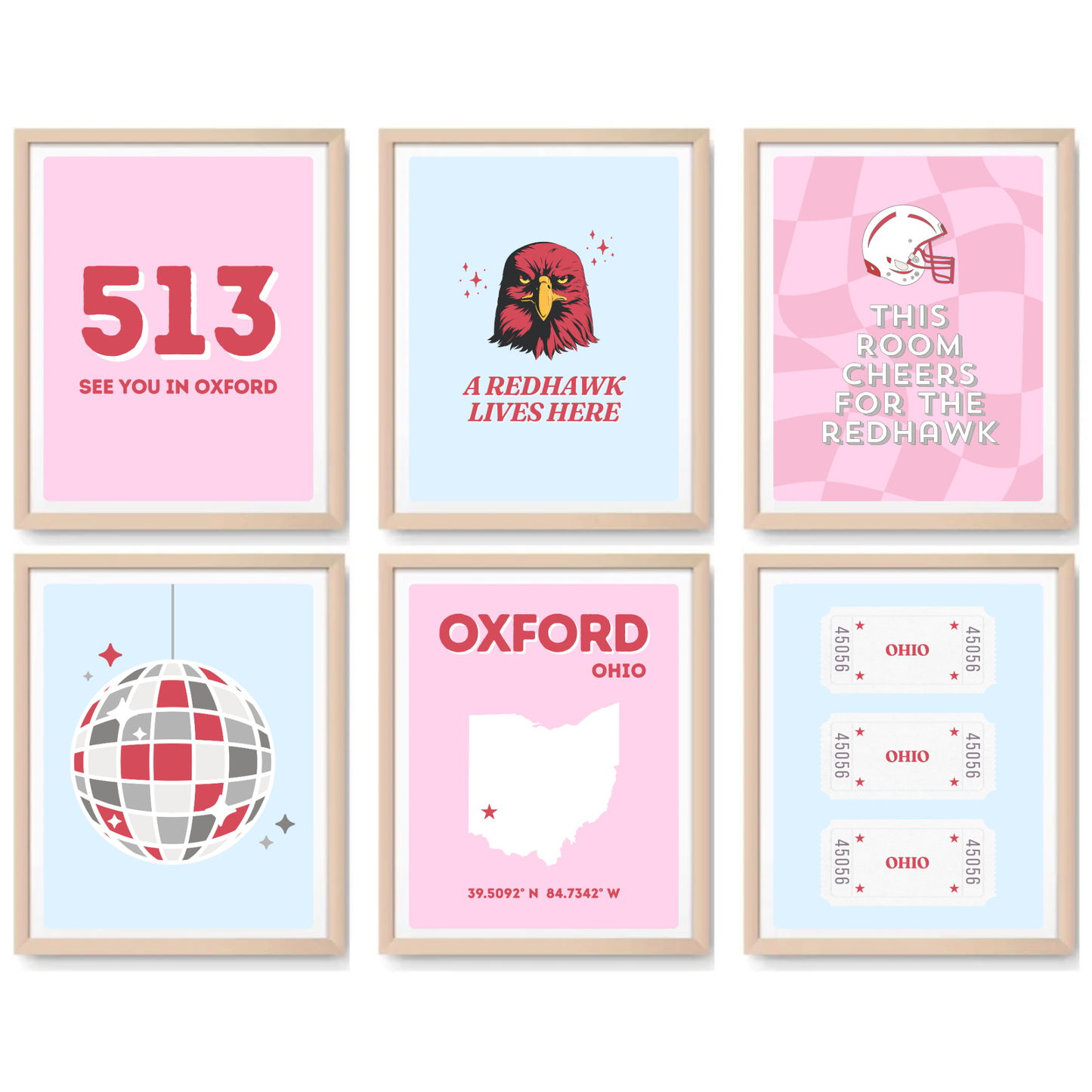 Miami U inspired Digital Prints - Set of 6
