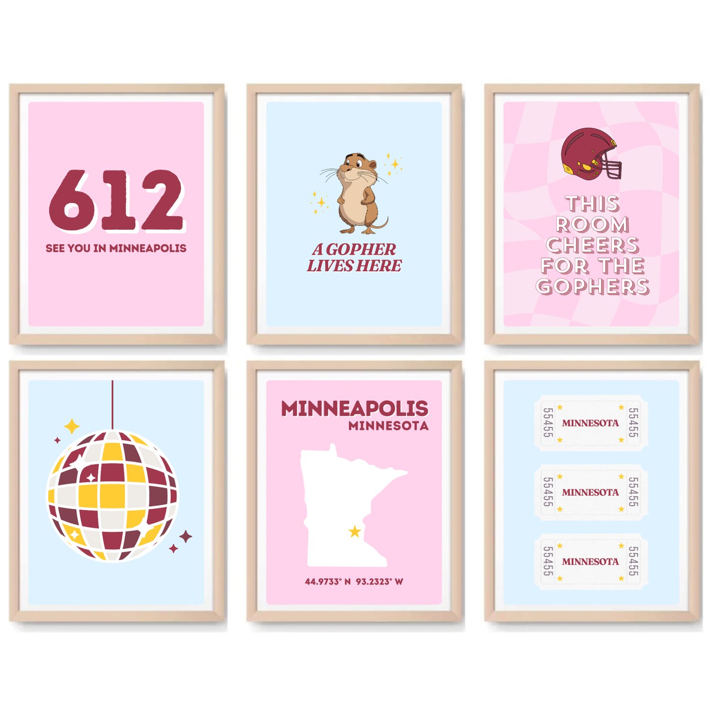 Minnesota inspired Digital Prints - Set of 6