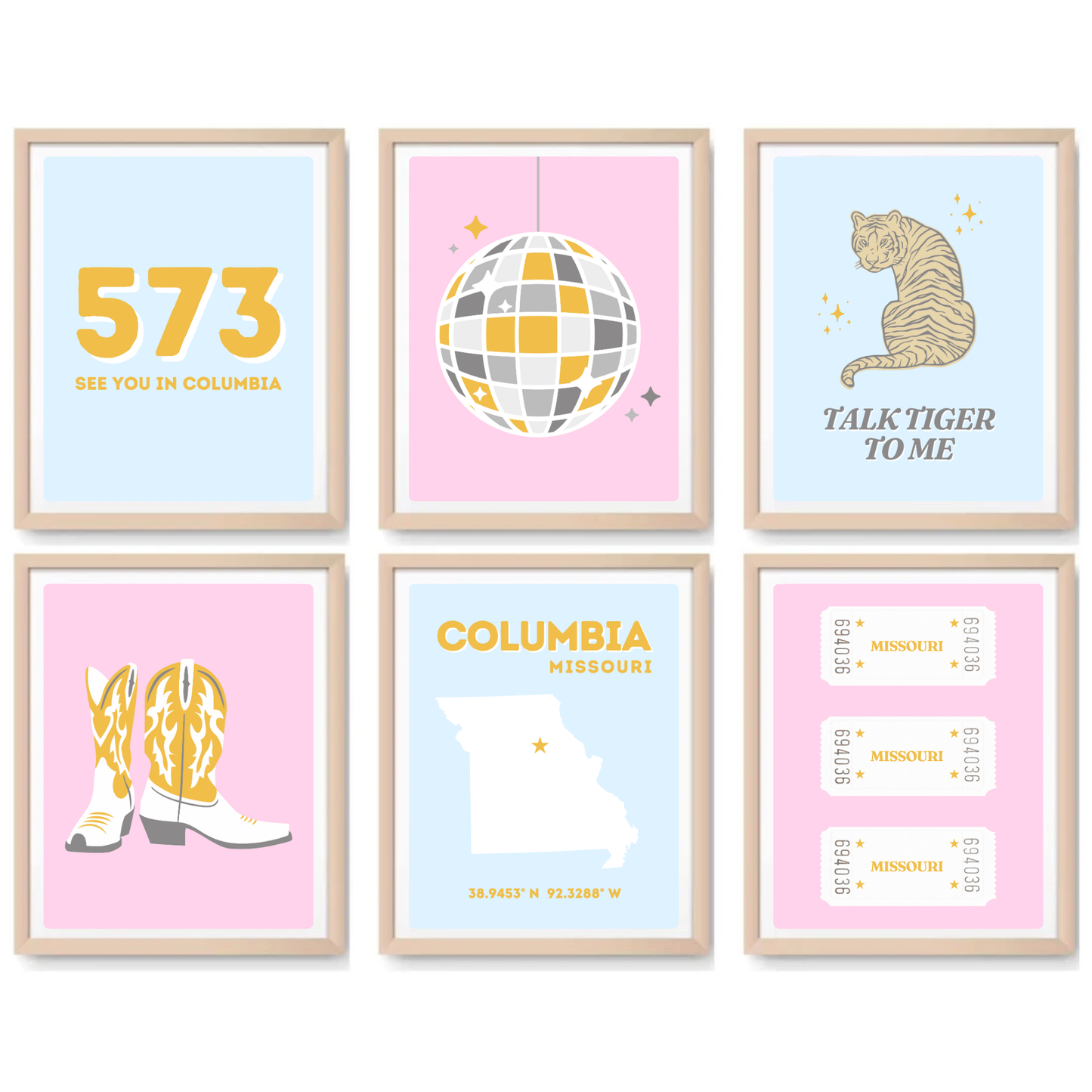Mizzou inspired Digital Prints - Set of 6
