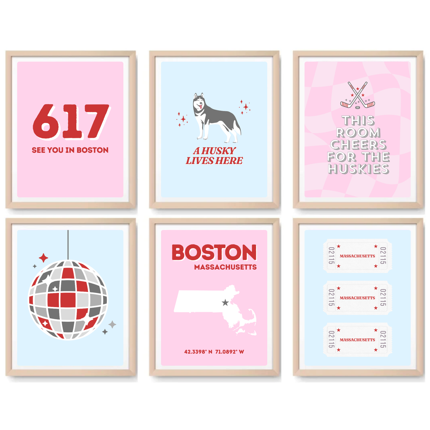 Northeastern inspired Digital Prints - Set of 6