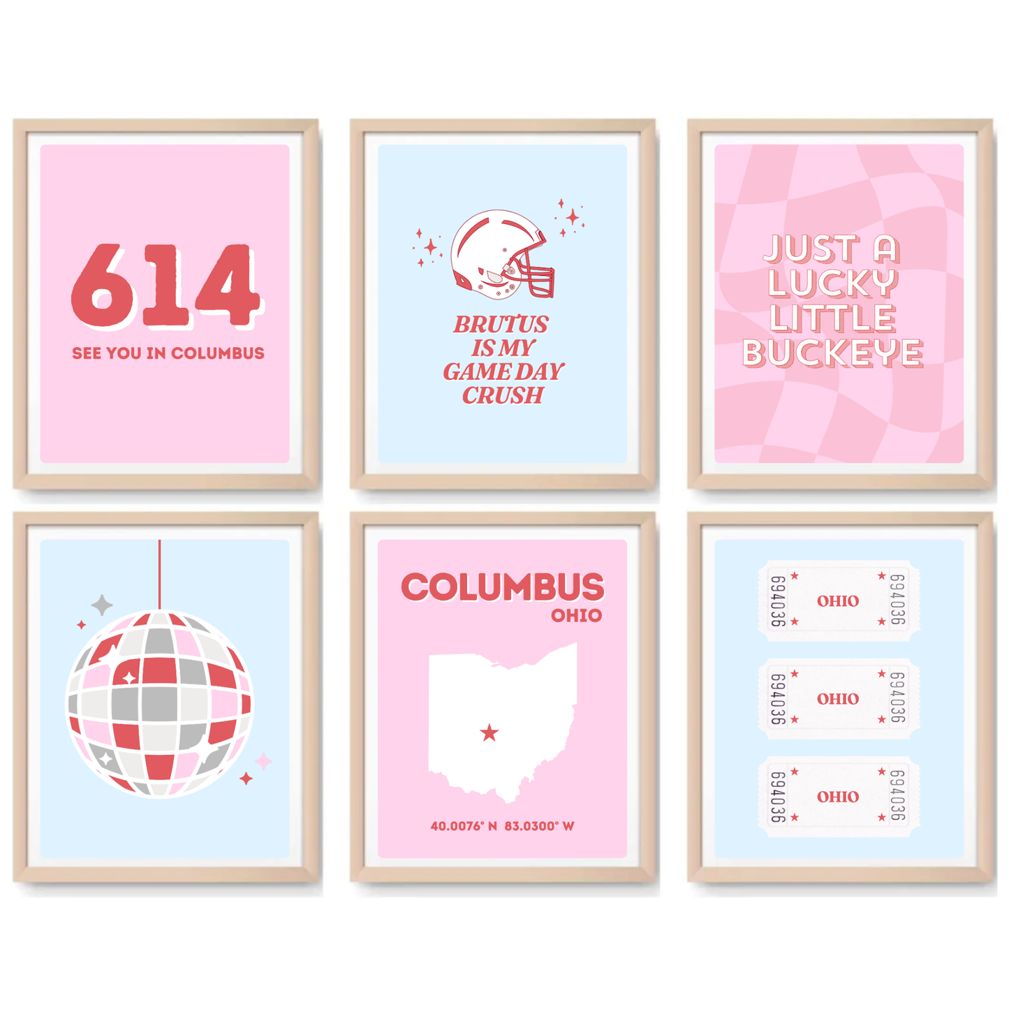 Ohio State inspired Digital Prints - Set of 6
