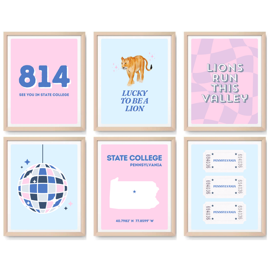 Penn State inspired Digital Prints - Set of 6