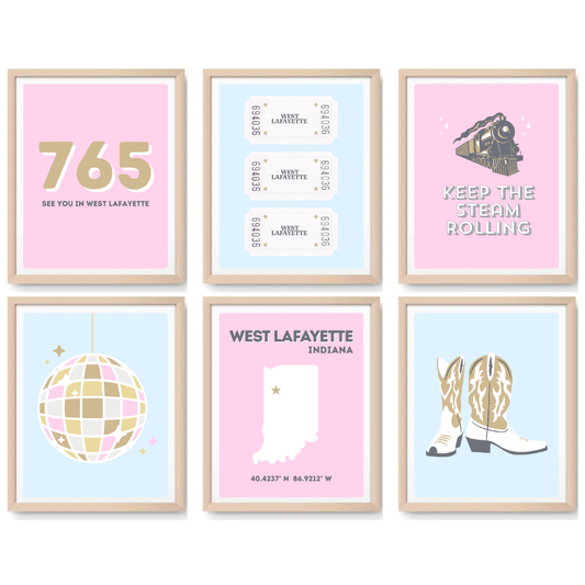 Purdue inspired Digital Prints - Set of 6