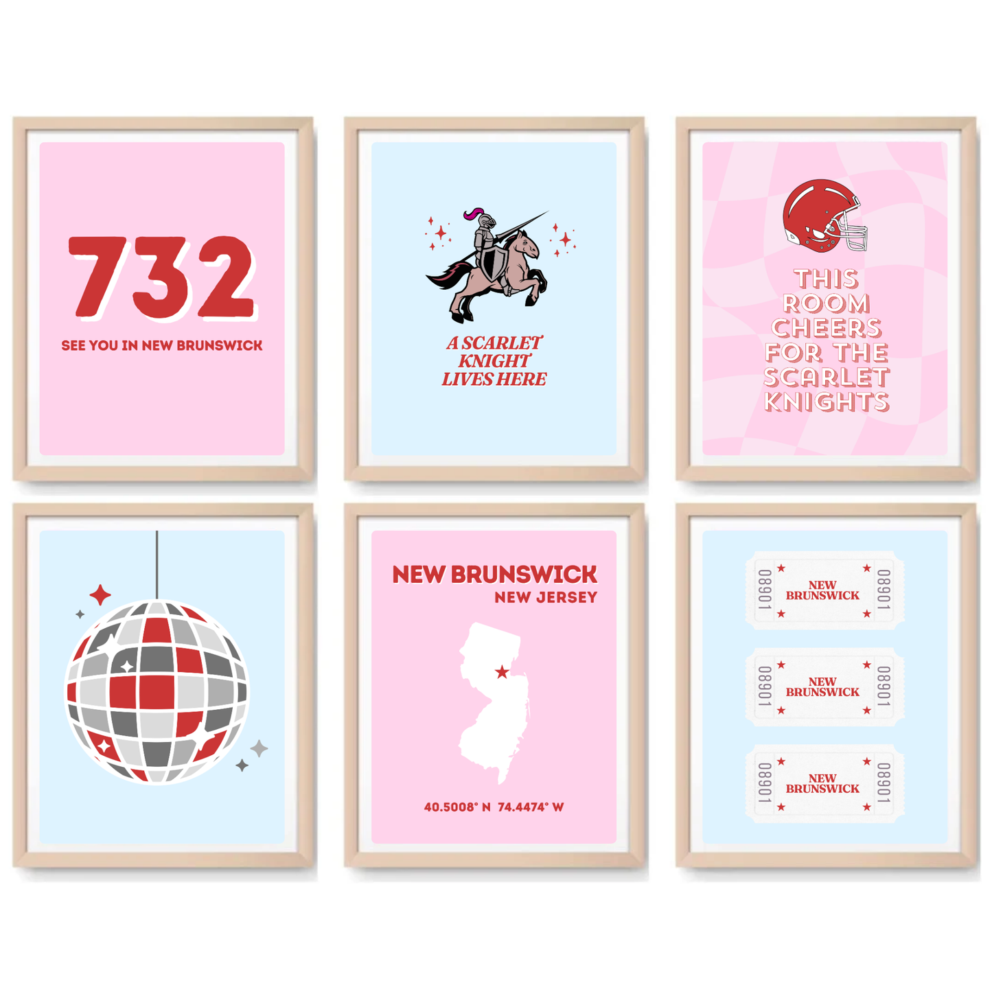 Rutgers inspired Digital Prints - Set of 6