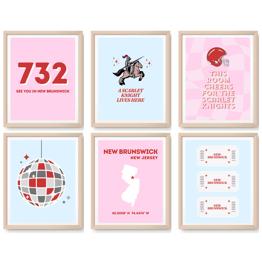 Rutgers inspired Digital Prints - Set of 6