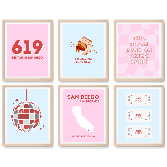 SDSU inspired Digital Prints - Set of 6