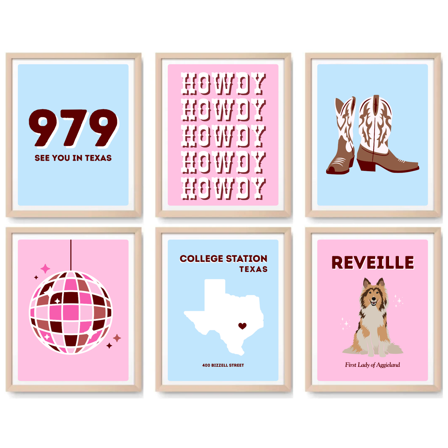 TAMU Inspired Digital Prints - Set of 6
