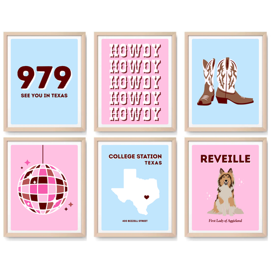 TAMU Inspired Digital Prints - Set of 6