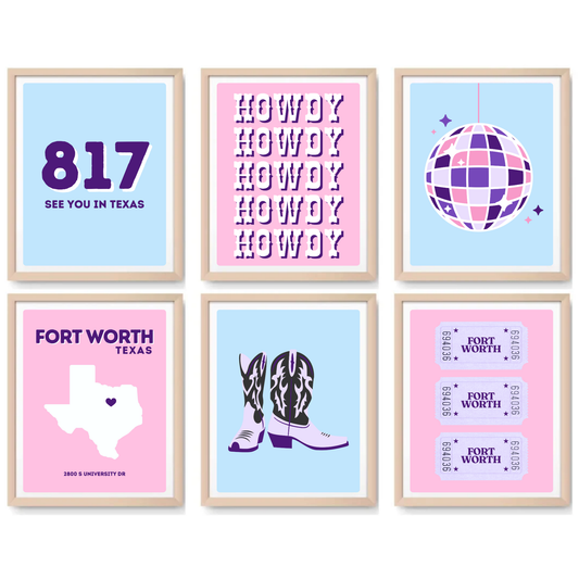 TCU Inspired Digital Prints - Set of 6