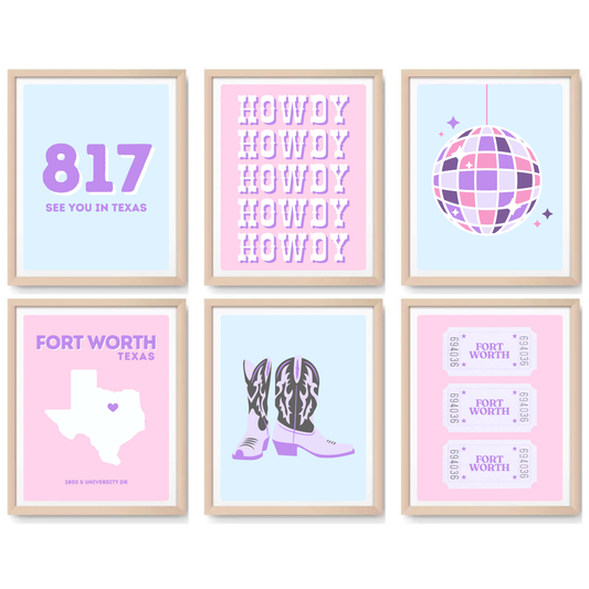 TCU Inspired Digital Prints - Set of 6