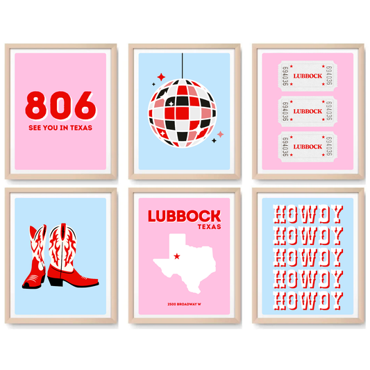 TTU Inspired Digital Prints - Set of 6