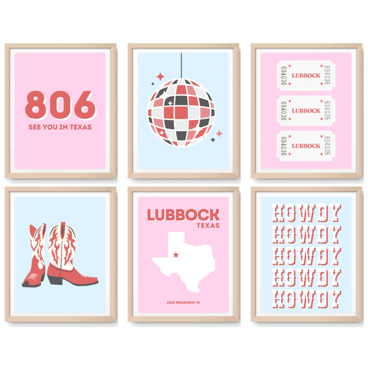 TTU Inspired Digital Prints - Set of 6