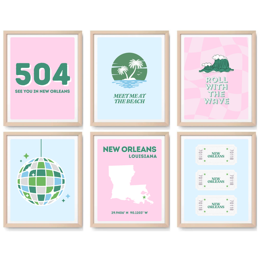 Tulane inspired Digital Prints - Set of 6