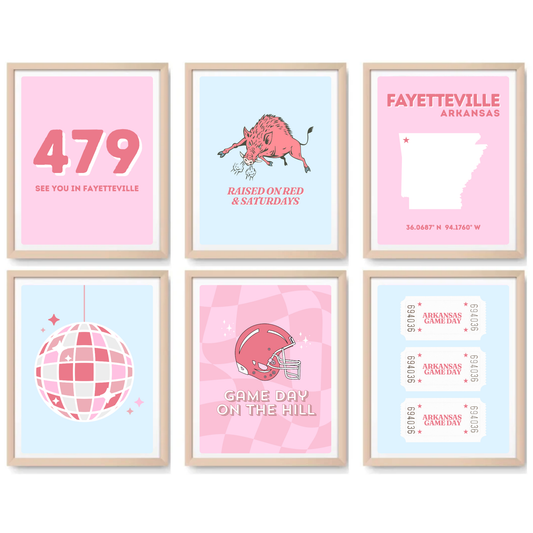 UARK inspired Digital Prints - Set of 6