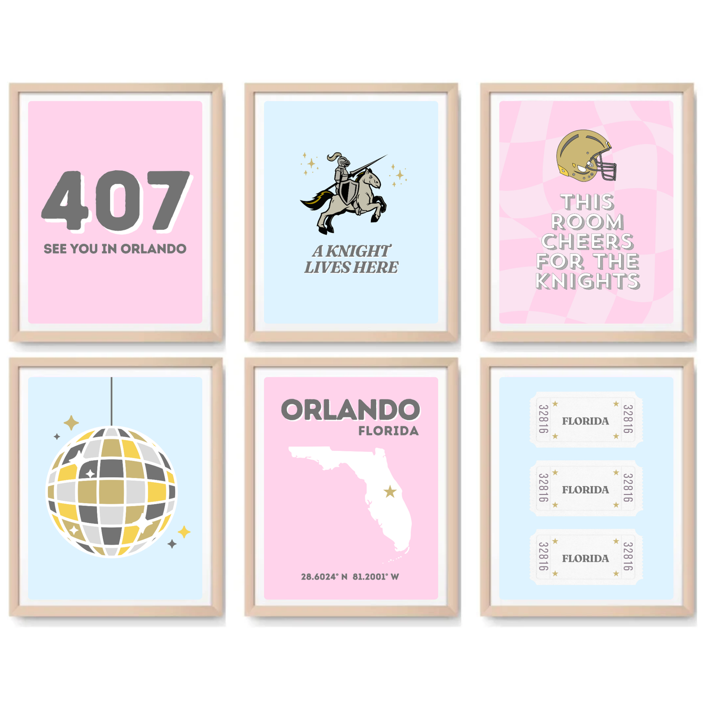 UCF inspired Digital Prints - Set of 6