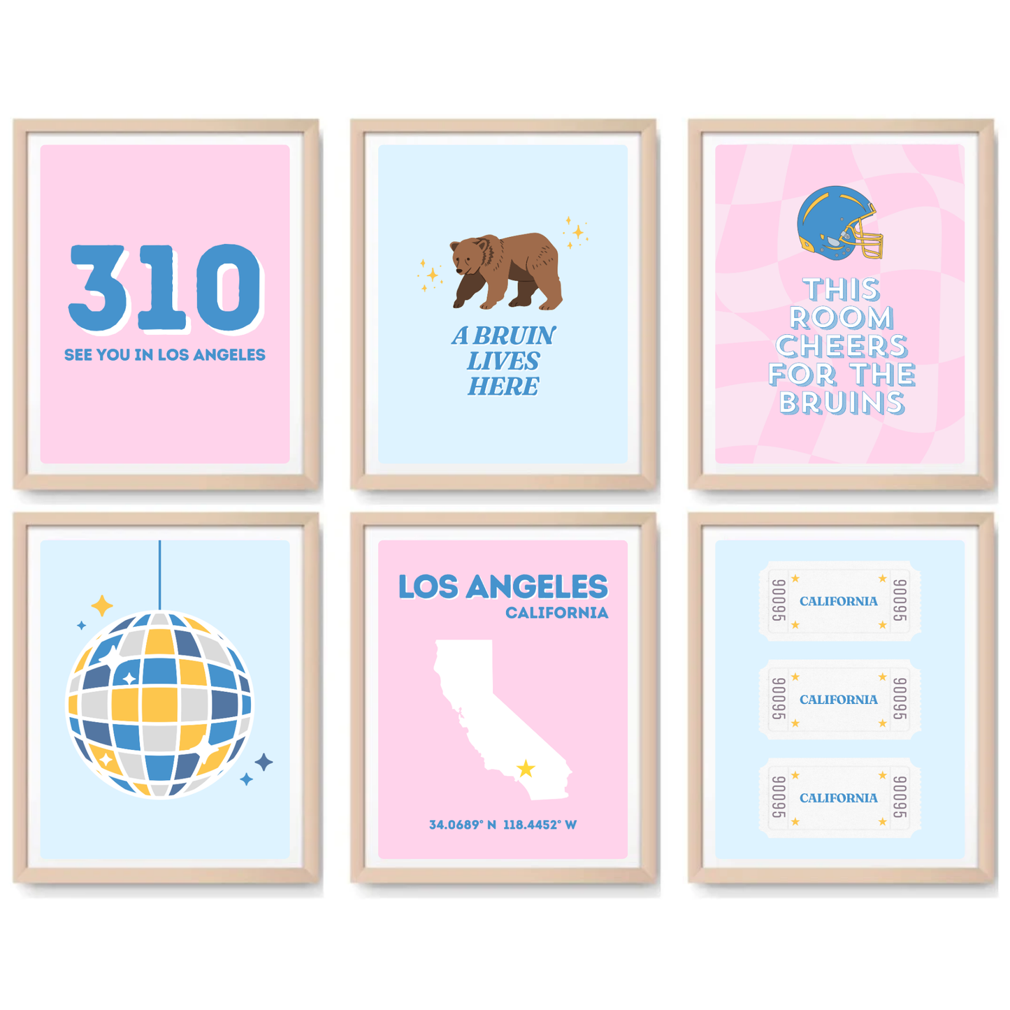 UCLA inspired Digital Prints - Set of 6