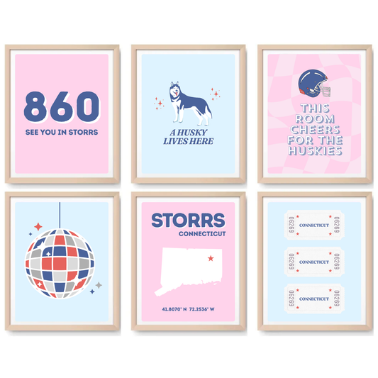 UCONN inspired Digital Prints - Set of 6