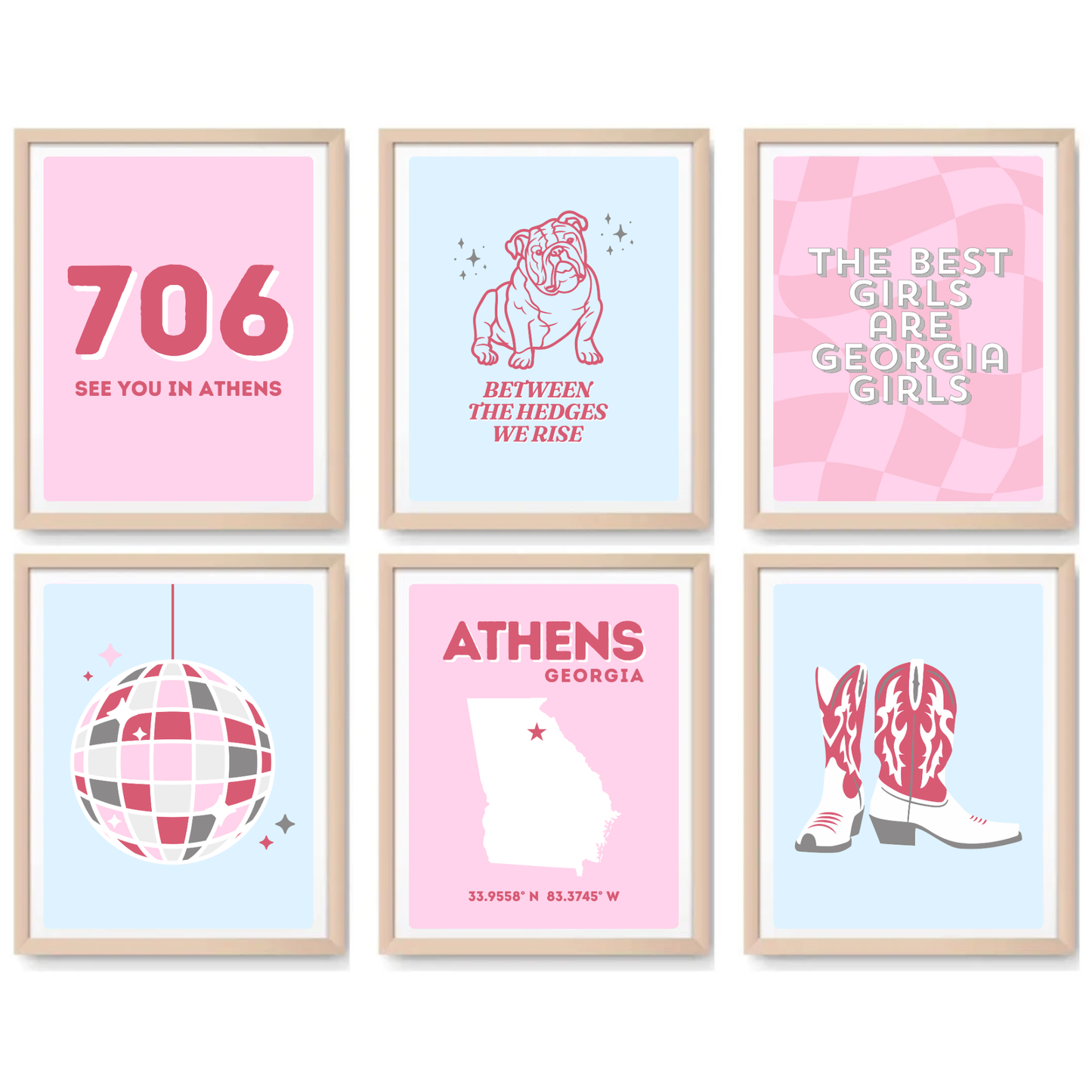 UGA inspired Digital Prints - Set of 6
