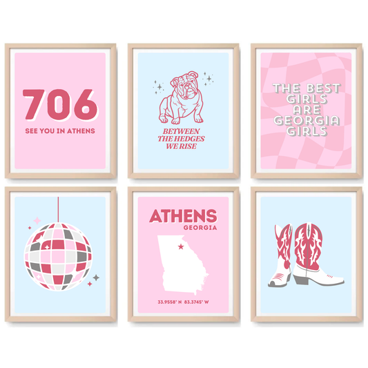 UGA inspired Digital Prints - Set of 6