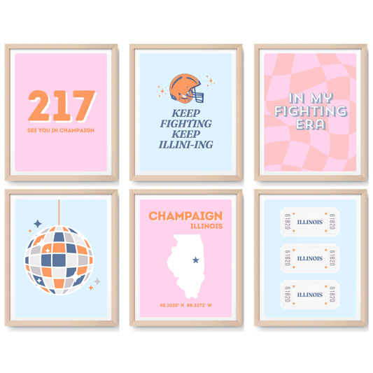 UIUC inspired Digital Prints - Set of 6