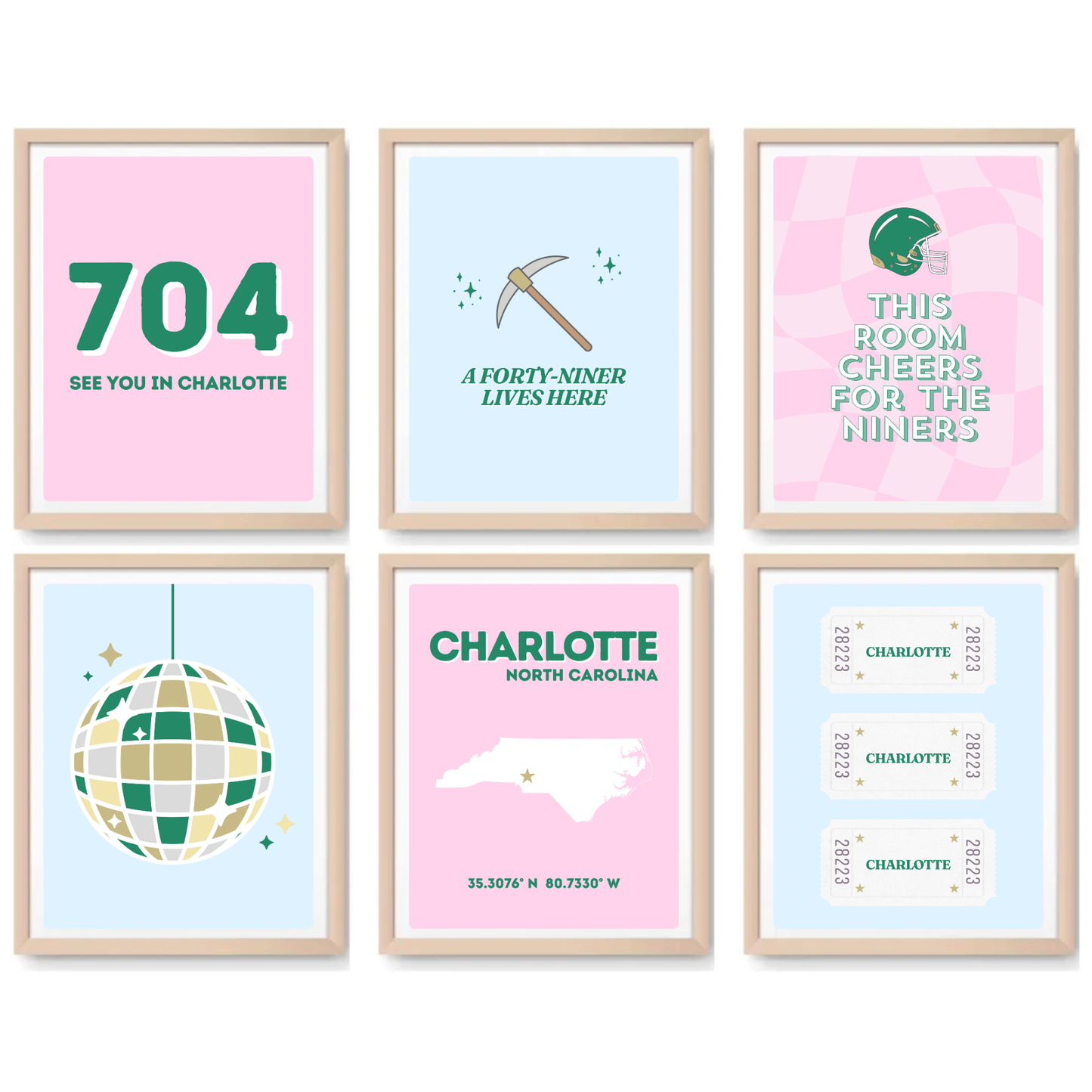 UNCC inspired Digital Prints - Set of 6