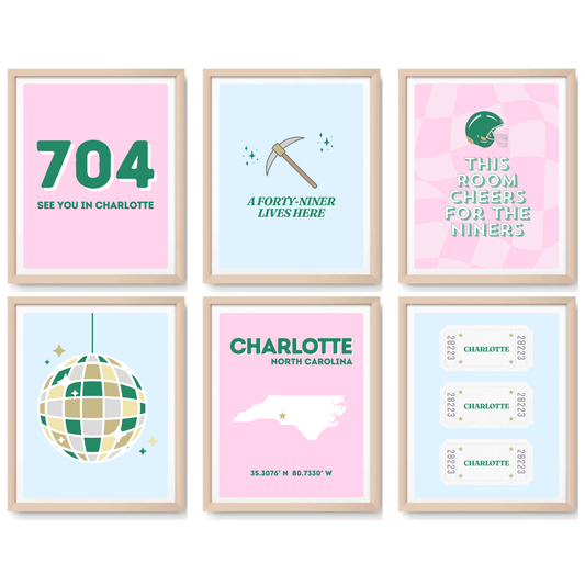 UNCC inspired Digital Prints - Set of 6