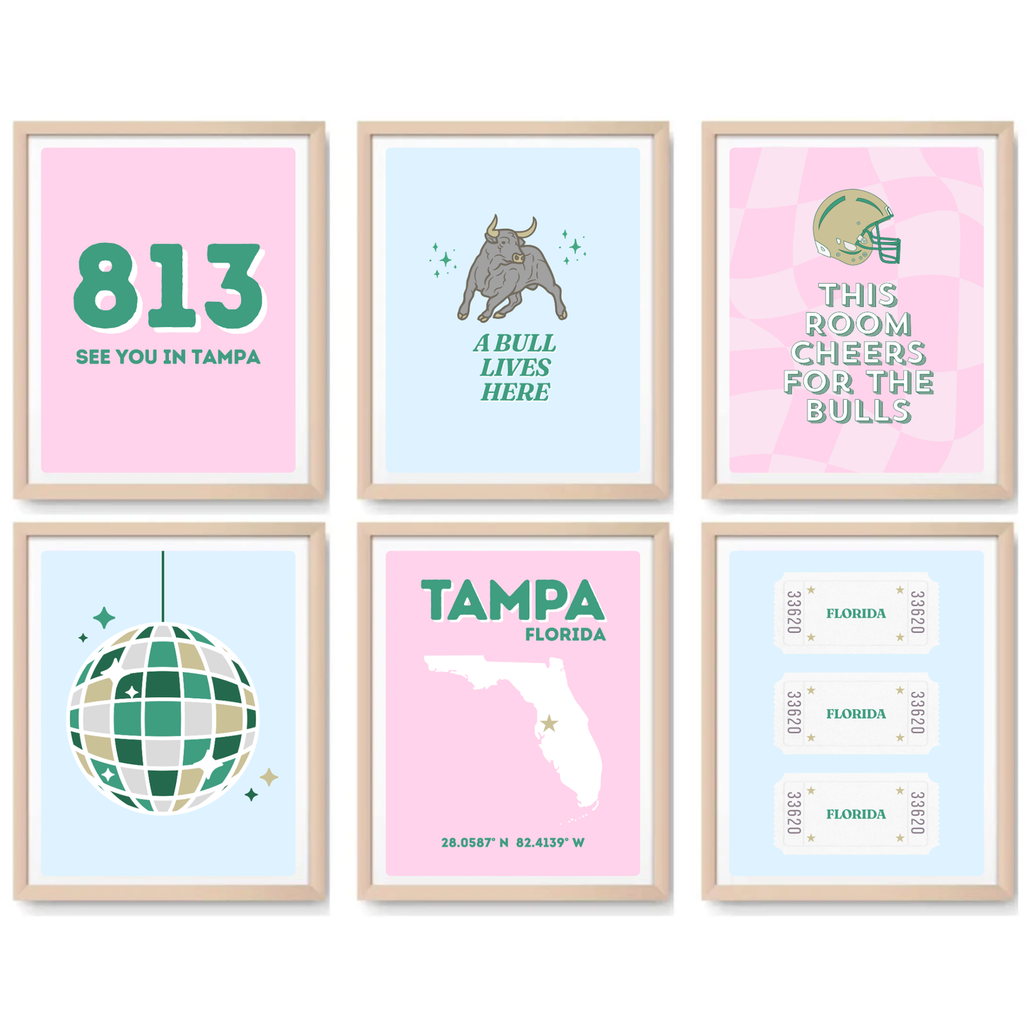 USF inspired Digital Prints - Set of 6