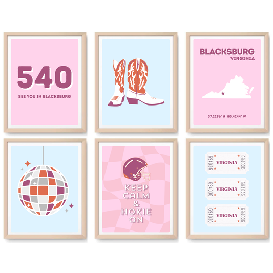 Virginia Tech inspired Digital Prints - Set of 6