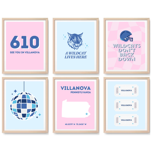 Villanova inspired Digital Prints - Set of 6