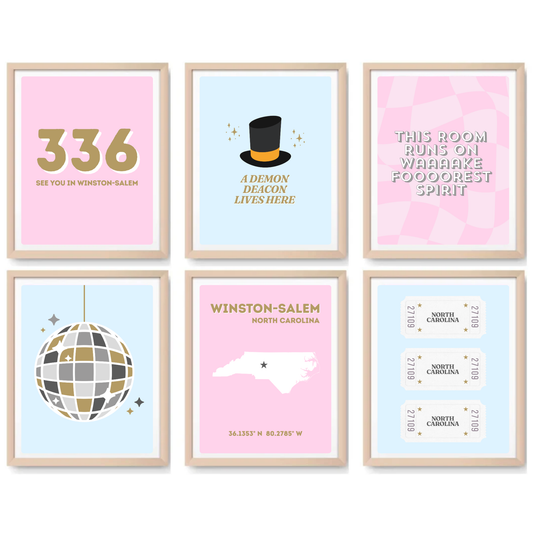 Wake Forest inspired Digital Prints - Set of 6