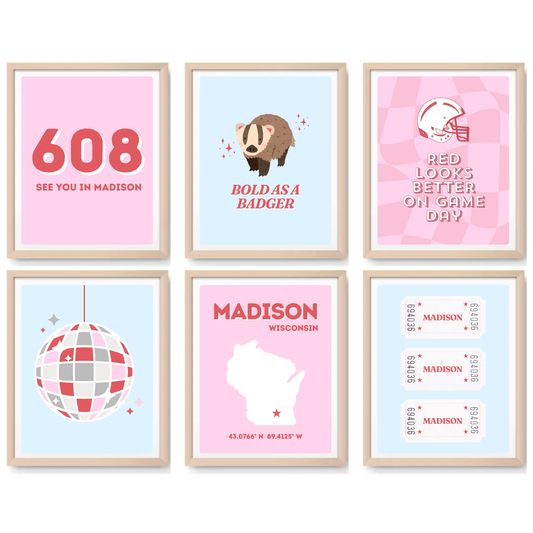 Wisconsin-Madison inspired Digital Prints - Set of 6