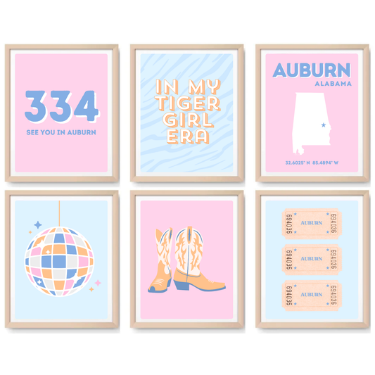Auburn Inspired Digital Prints - Set of 6