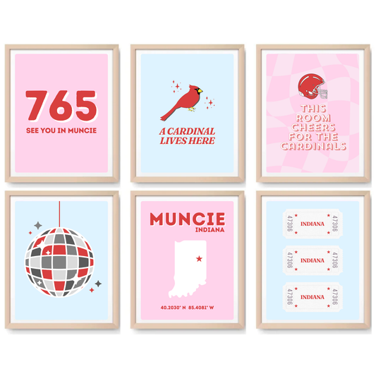 Ball State inspired Digital Prints - Set of 6