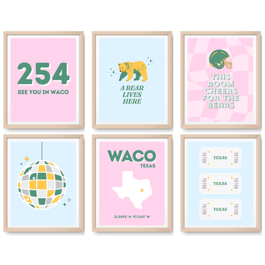 Baylor inspired Digital Prints - Set of 6