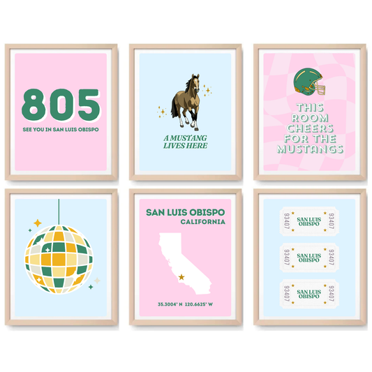 Cal Poly SLO inspired Digital Prints - Set of 6