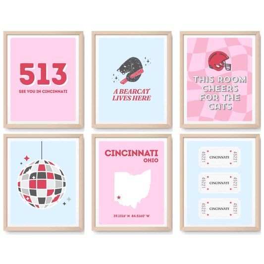 Cincinnati inspired Digital Prints - Set of 6