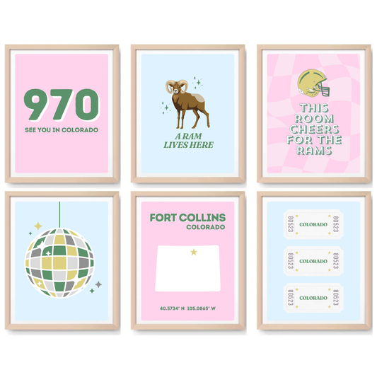 Colorado State inspired Digital Prints - Set of 6