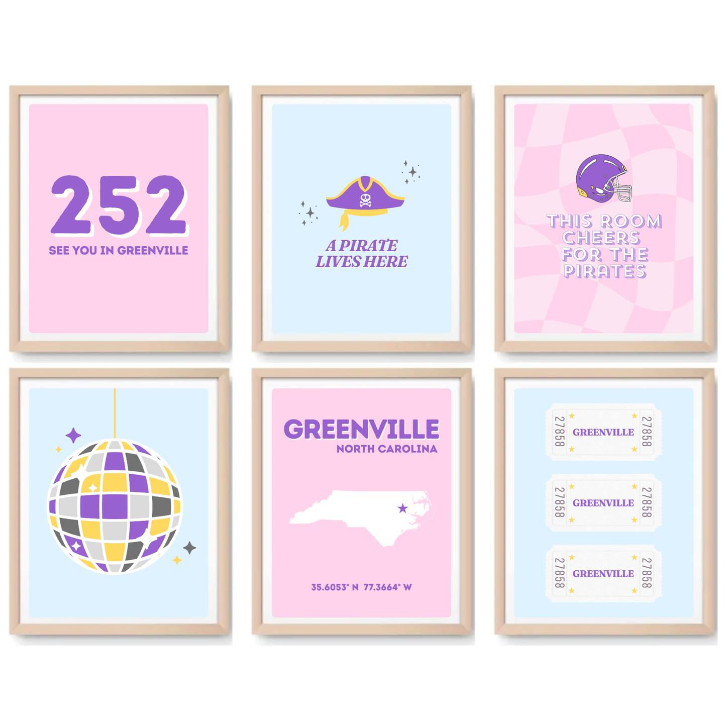East Carolina University inspired Digital Prints - Set of 6